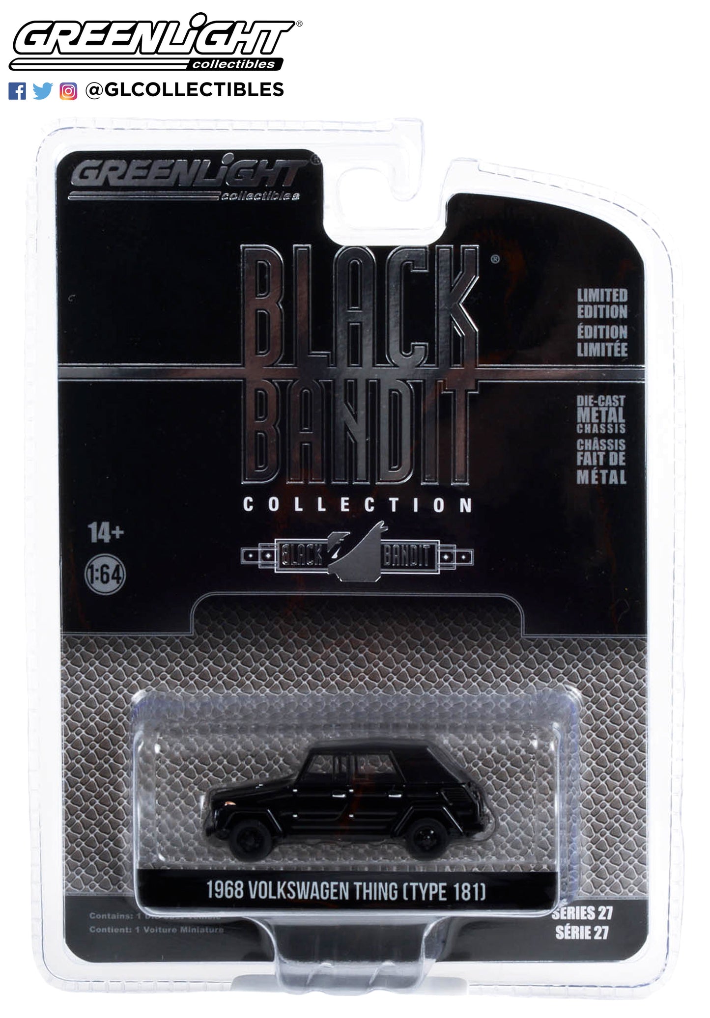 GreenLight 1:64 Black Bandit Series 27 - 1968 Volkswagen Thing (Type 181) 28110-C