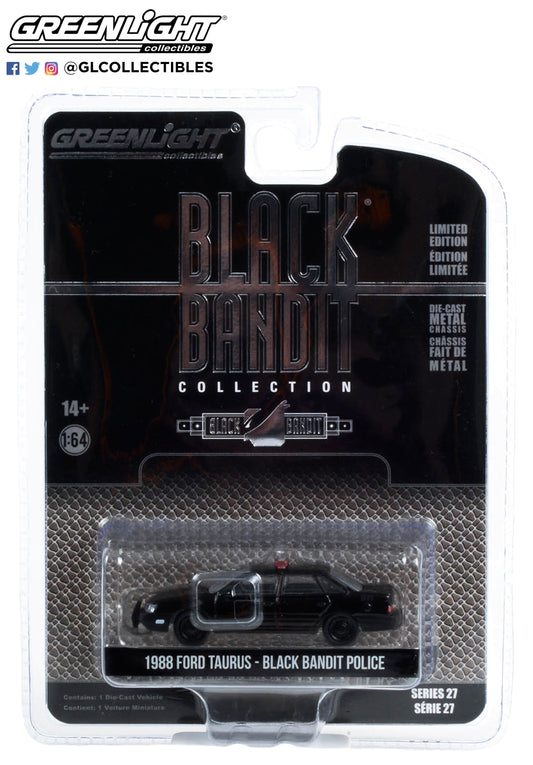 GreenLight 1:64 Black Bandit Series 27 - 1988 Ford Taurus - Black Bandit Police 28110-F
