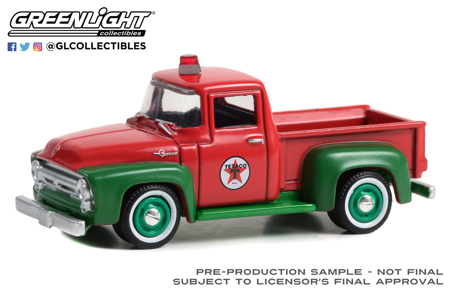 GreenLight 1:64 Anniversary Collection Series 15 - 1954 Ford F-100 - Red and Green - Texaco Celebrating 120 Years 28120-A