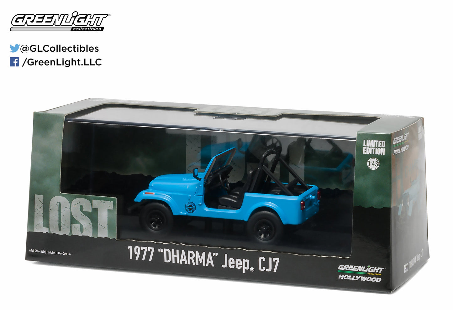 GreenLight 1:43 Lost (TV Series, 2004-10) - Jeep CJ-7 1977 Dharma Jeep 86309