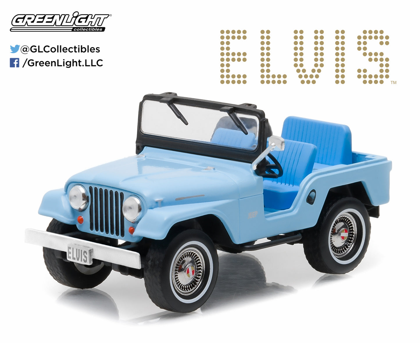 GreenLight 1:43 Elvis Presley (1935-77) - 1963 Jeep CJ-5 - Sierra Blue 86310