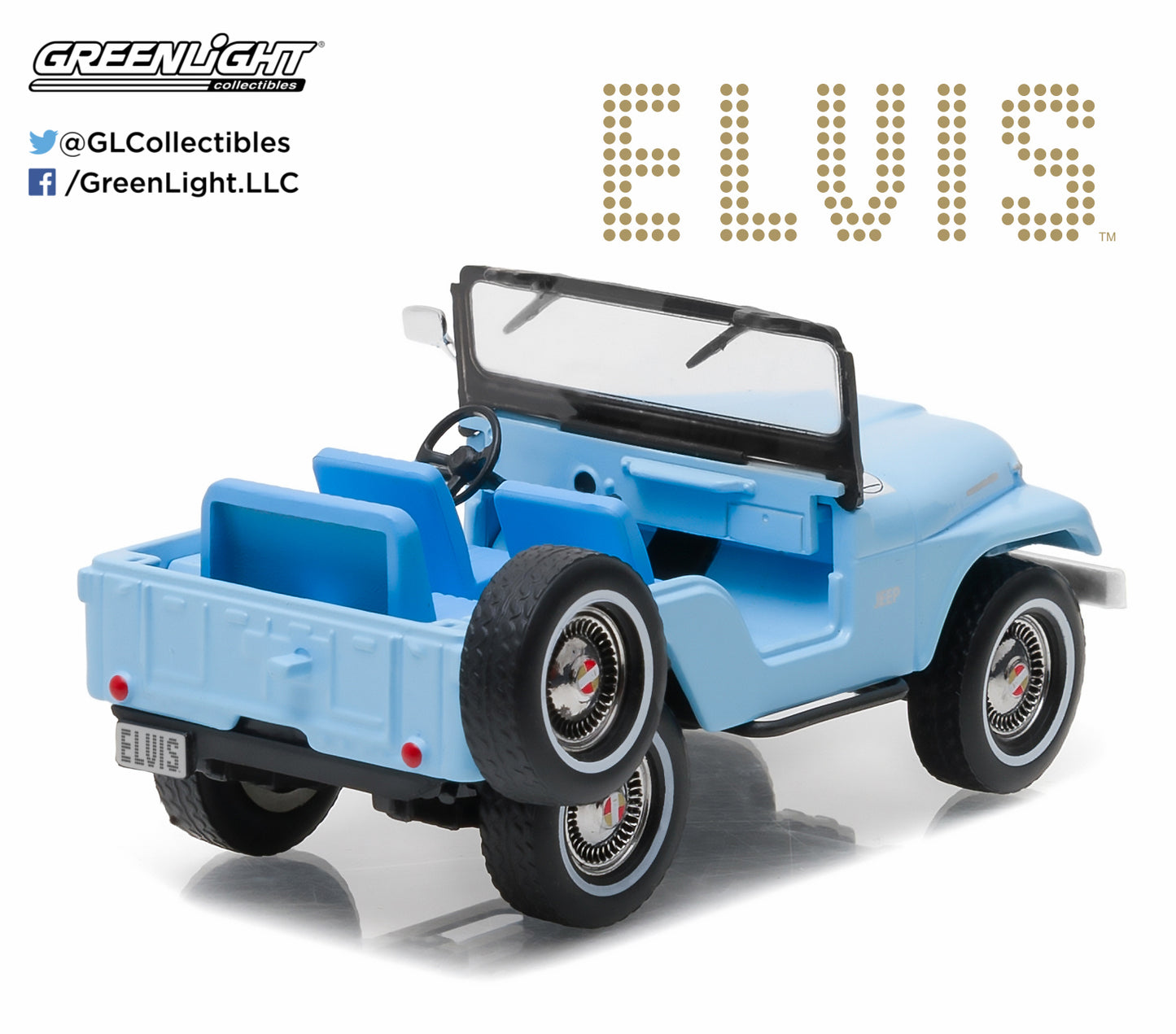 GreenLight 1:43 Elvis Presley (1935-77) - 1963 Jeep CJ-5 - Sierra Blue 86310