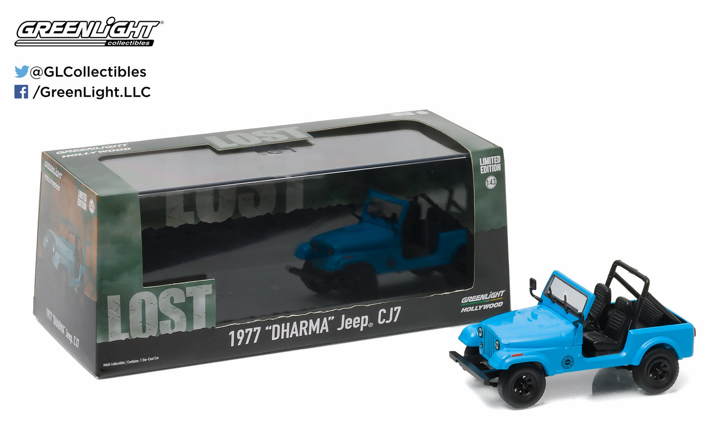 GreenLight 1:43 Lost (TV Series, 2004-10) - Jeep CJ-7 1977 Dharma Jeep 86309