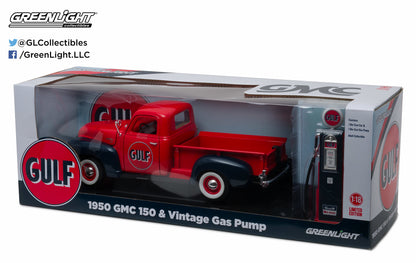 GreenLight 1:18 1950 GMC 150 Gulf Oil with Vintage Gulf Gas Pump 12984