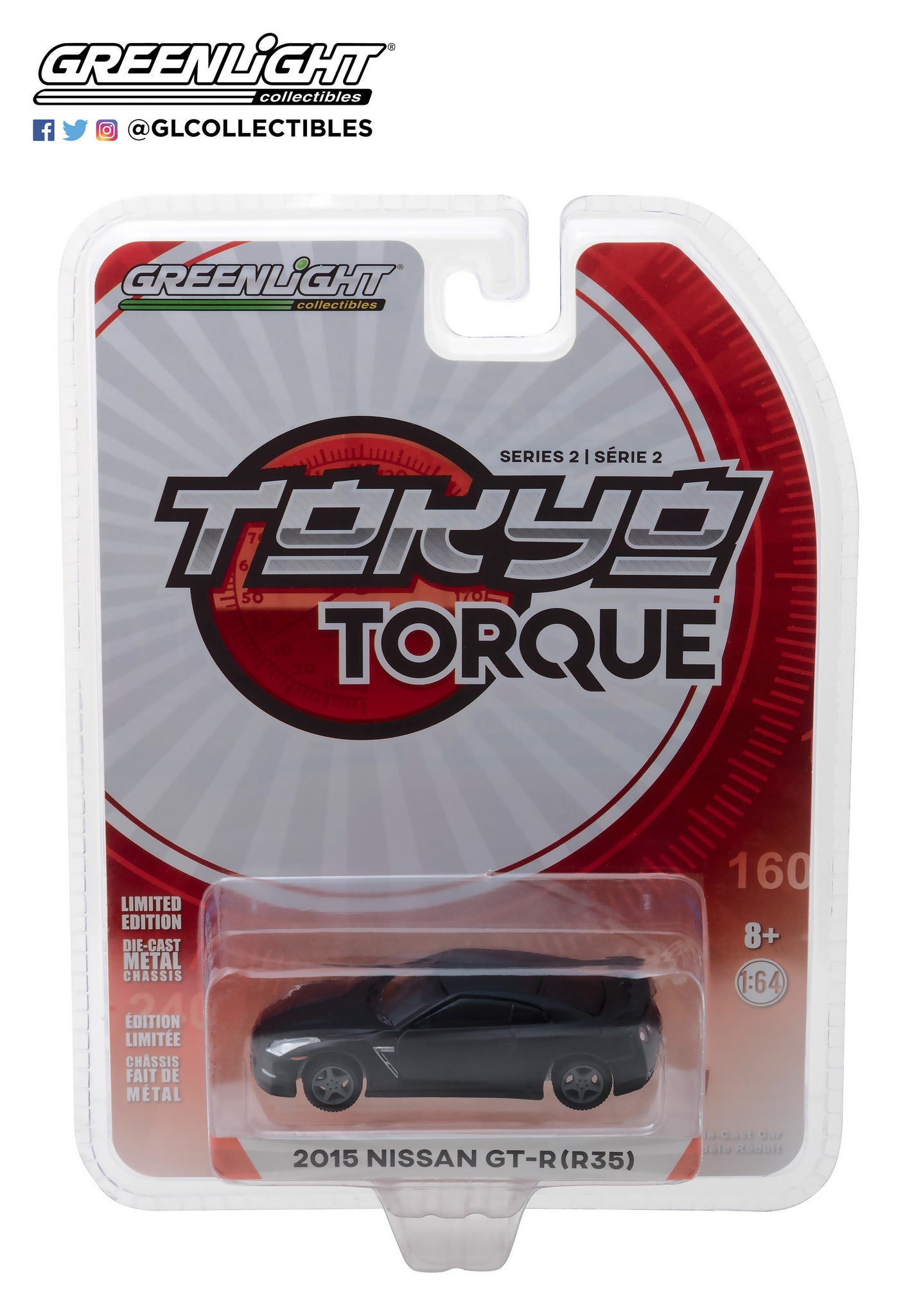 GreenLight 1:64 Tokyo Torque Series 2 - 2015 Nissan GT-R (R35) - Matte Black 29900-F