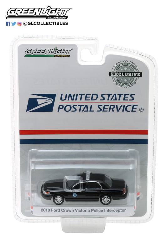 GreenLight 1/64 2010 Ford Crown Victoria Police Interceptor United States Postal Service (USPS) - Black 29971