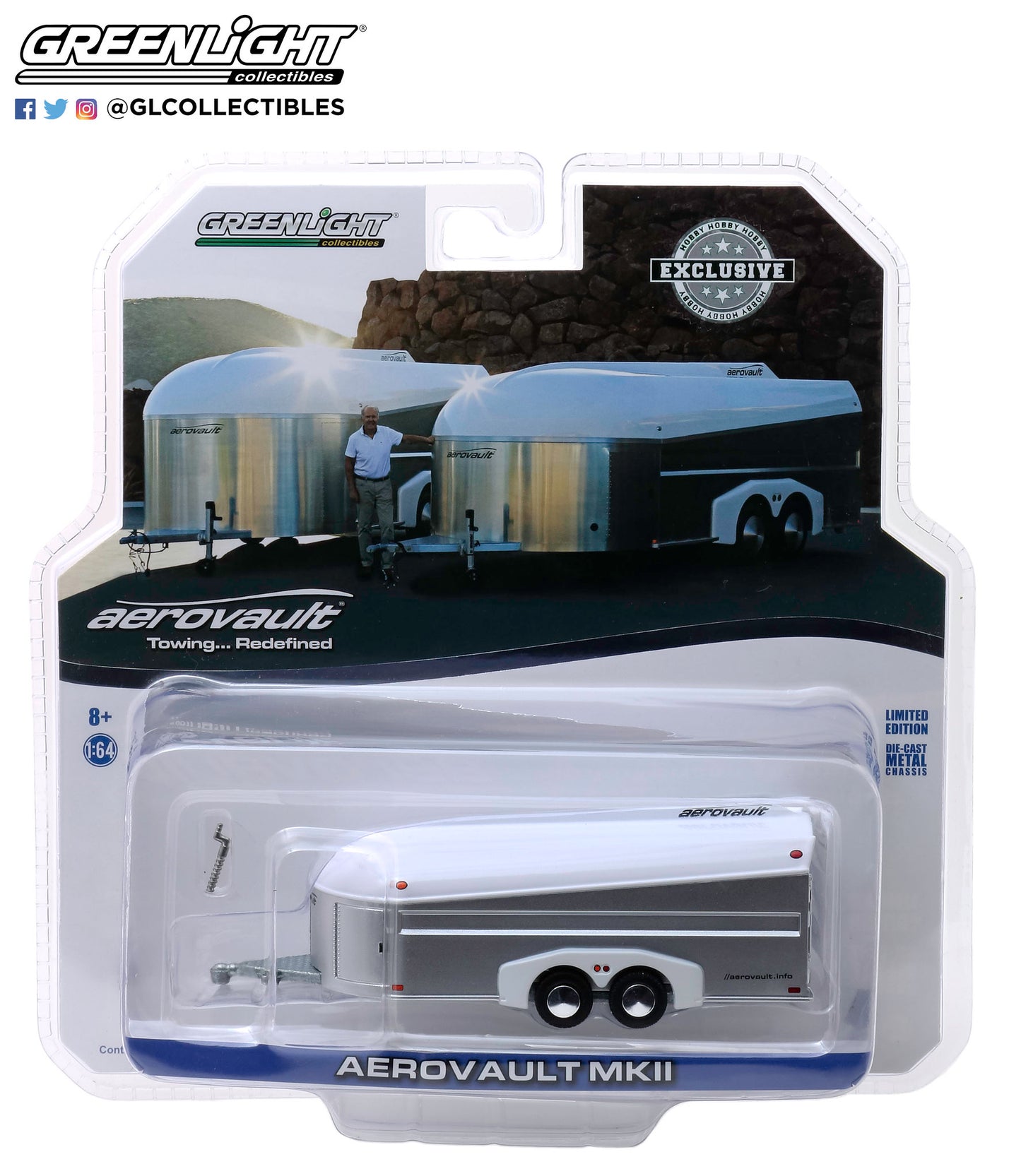 GreenLight 1:64 Aerovault MKII Trailer - White and Silver 30008