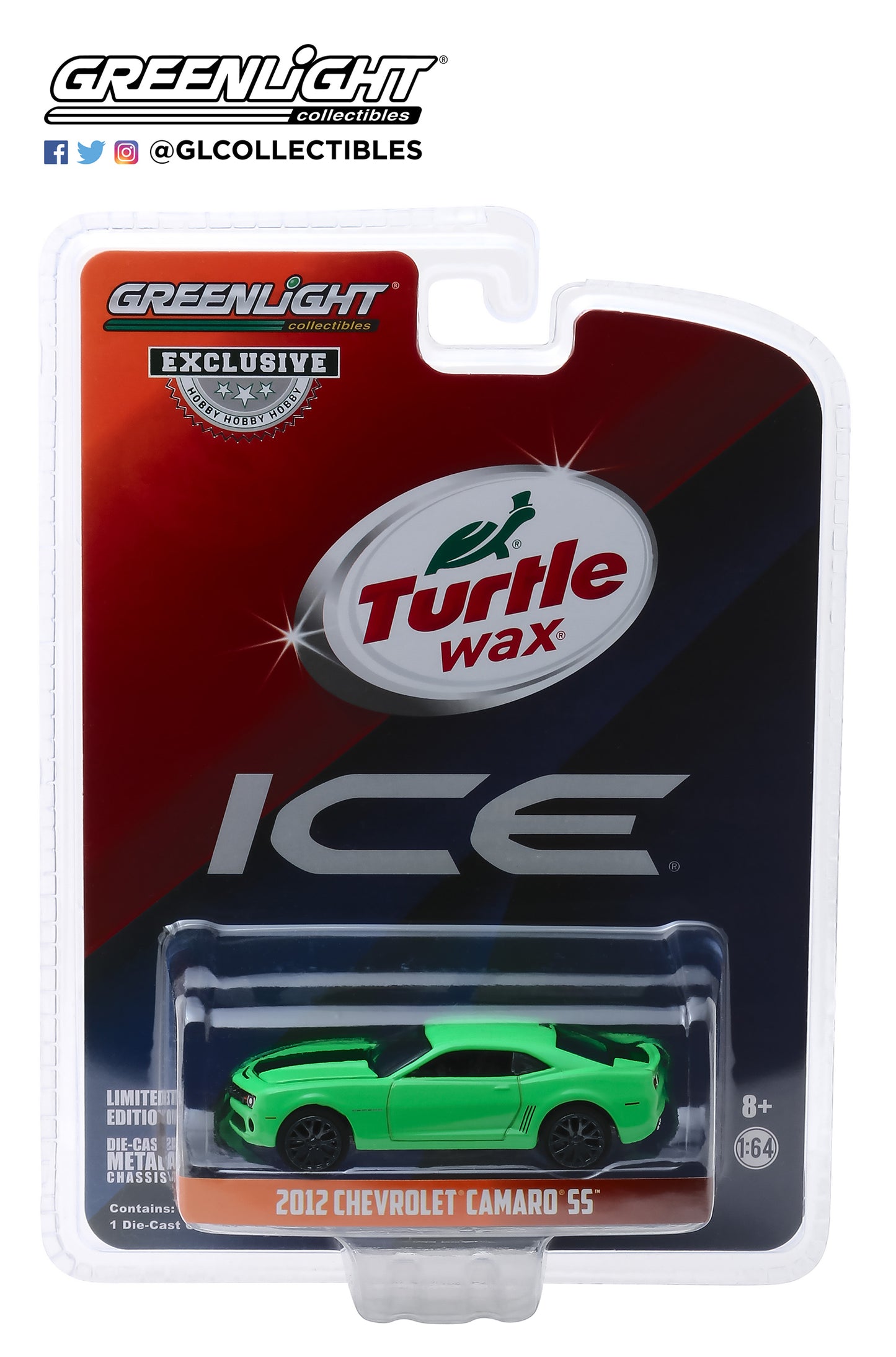 GreenLight 1/64 Turtle Wax Ad Cars - 2012 Chevrolet Camaro SS - Turtle Wax Ice Smart Shield Technology 30019
