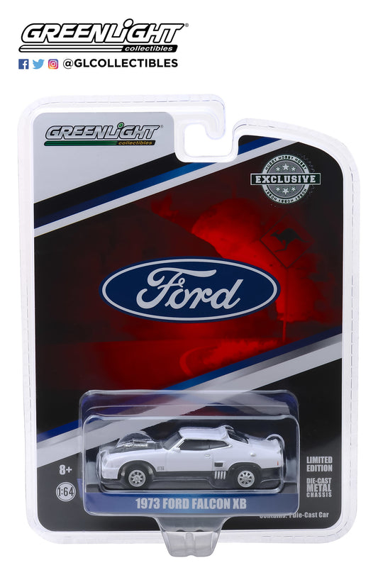 GreenLight 1/64 1973 Ford Falcon XB Custom - Polar White with Black Stripes 30042