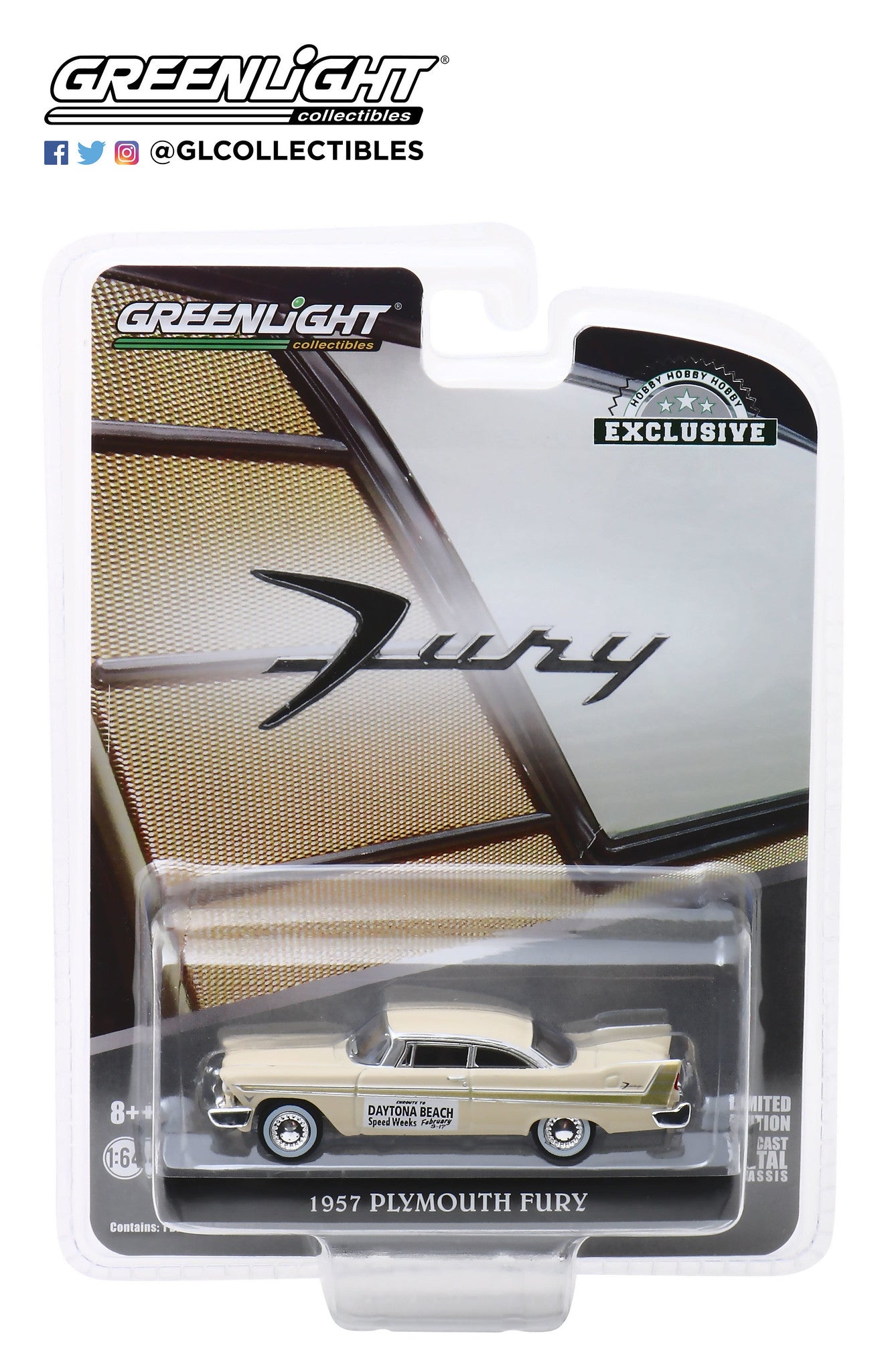 GreenLight 1/64 1957 Plymouth Fury - Daytona Beach Speed Weeks February 3-17, 1957 30046