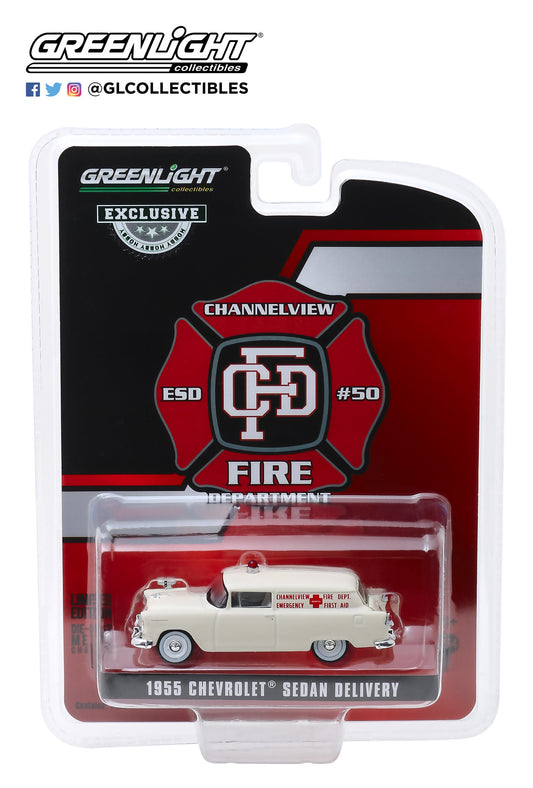 GreenLight 1:64 1955 Chevrolet Sedan Delivery - Channelview, Texas Fire Department Volunteer Emergency Car 30071