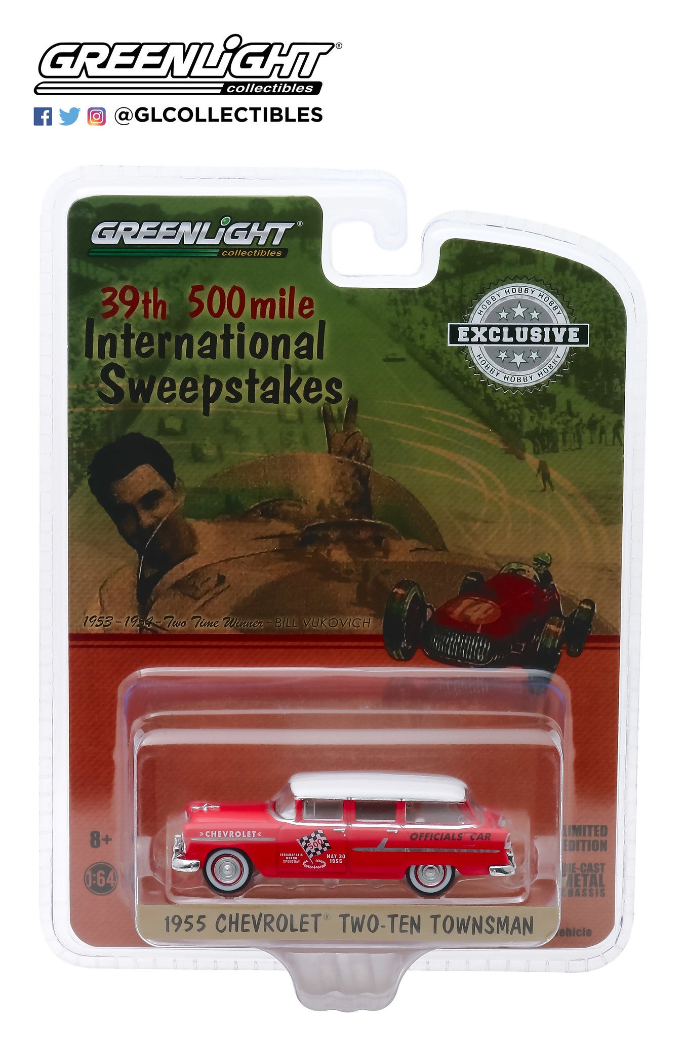 GreenLight 1:64 1955 Chevrolet Two-Ten Townsman Officials Car - 39th International 500 Mile Sweepstakes 30104
