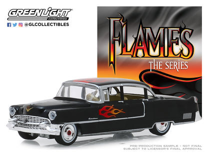 GreenLight 1:64 Flames The Series - 1955 Cadillac Fleetwood Series 60 Special - Black with Flames 30105