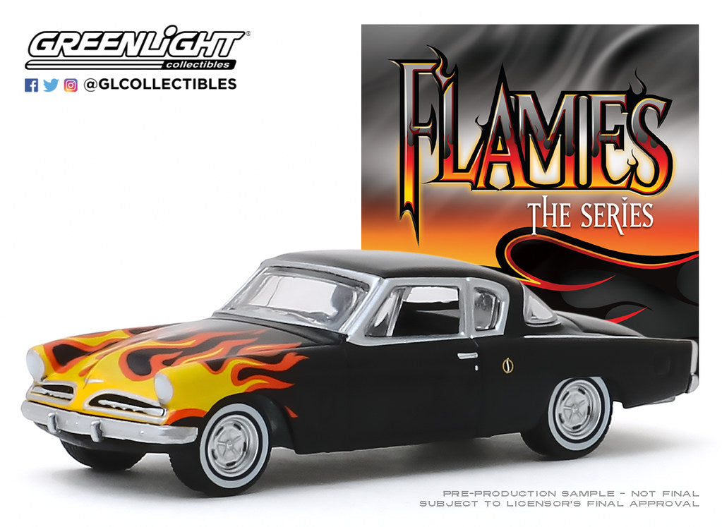 GreenLight 1:64 Flames The Series - 1954 Studebaker Champion - Black with Flames 30116