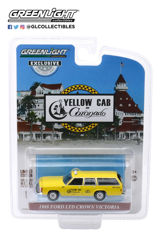 GreenLight 1:64 1988 Ford LTD Crown Victoria Wagon - Yellow Cab of Coronado, California (Hobby Exclusive) 30122