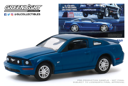 GreenLight 1:64 BFGoodrich Vintage Ad Cars - 2009 Ford Mustang GT 0-178 MPH In 7.9 Seconds. On Street Tires 30139