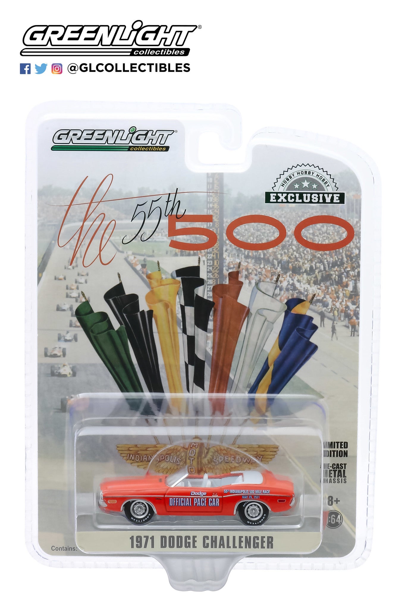 GreenLight 1:64 1971 Dodge Challenger Convertible 55th Indianapolis 500 Mile Race Dodge Official Pace Car 30144