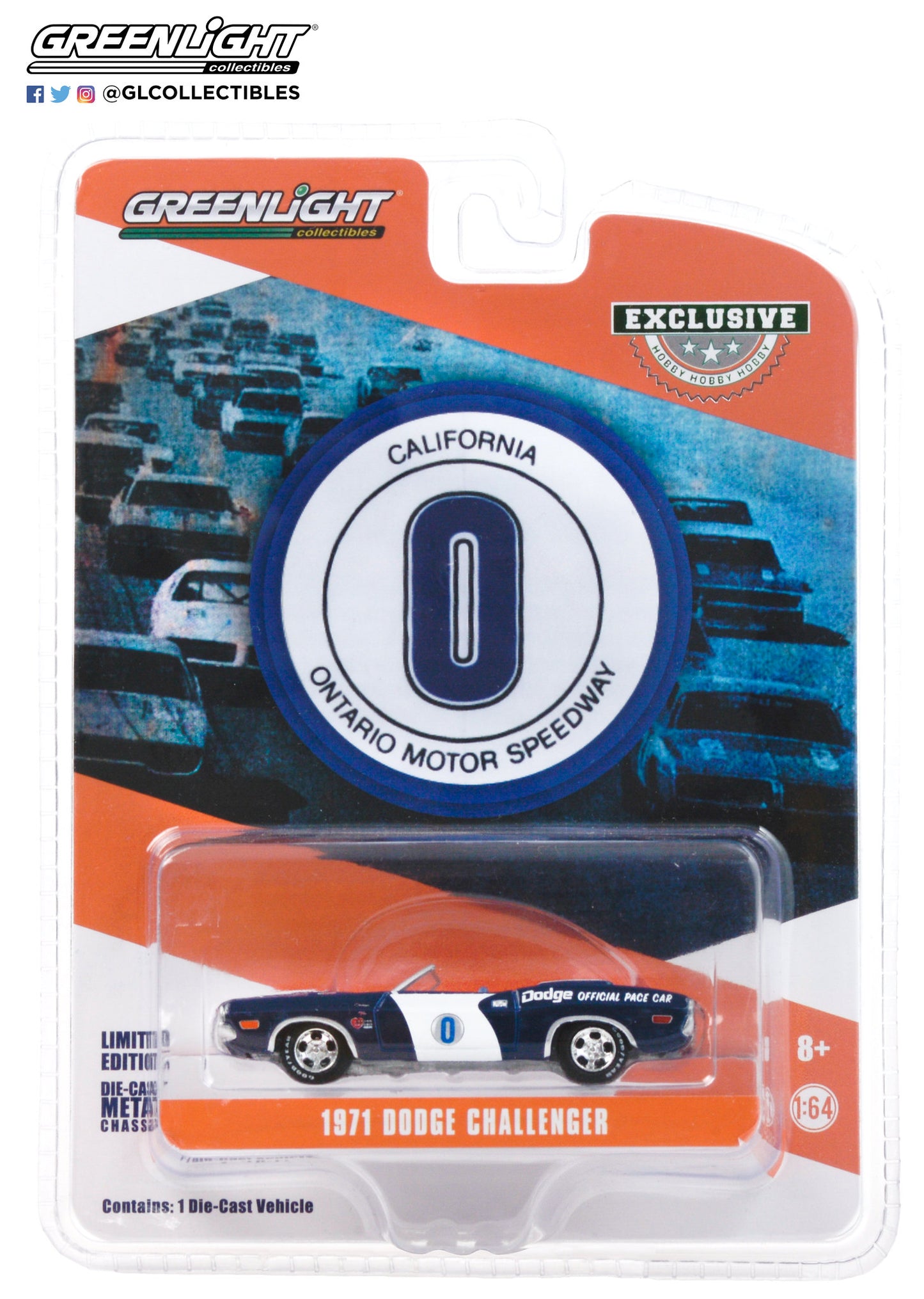 GreenLight 1:64 1971 Dodge Challenger Convertible Ontario Motor Speedway Dodge Official Pace Car 30145