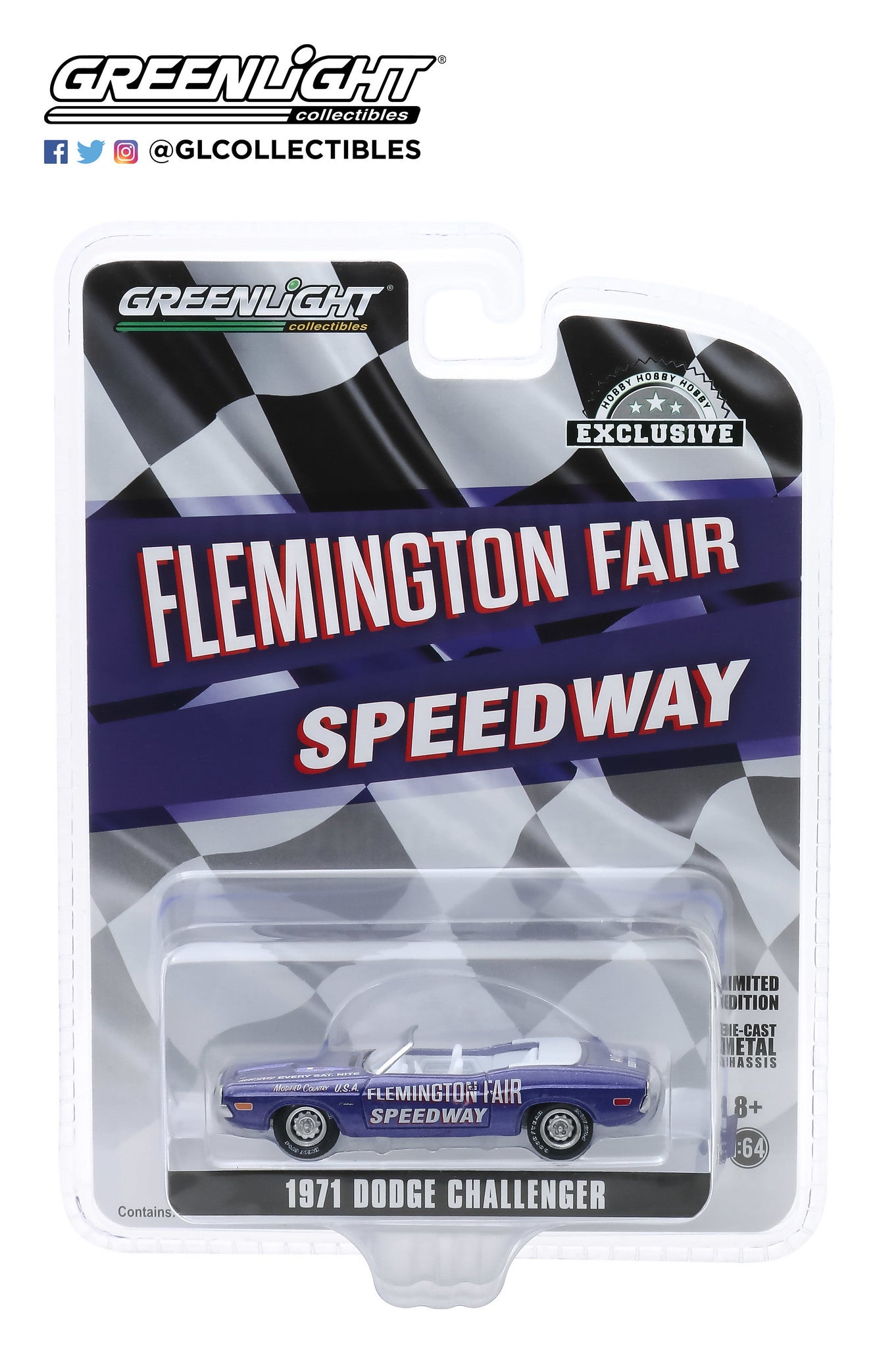 GreenLight 1:64 1971 Dodge Challenger Convertible Flemington Fair Speedway Official Pace Car 30146
