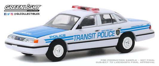 GreenLight 1:64 1994 Ford Crown Victoria Police Interceptor - New York City Transit Police Ceremonial Unit 30160