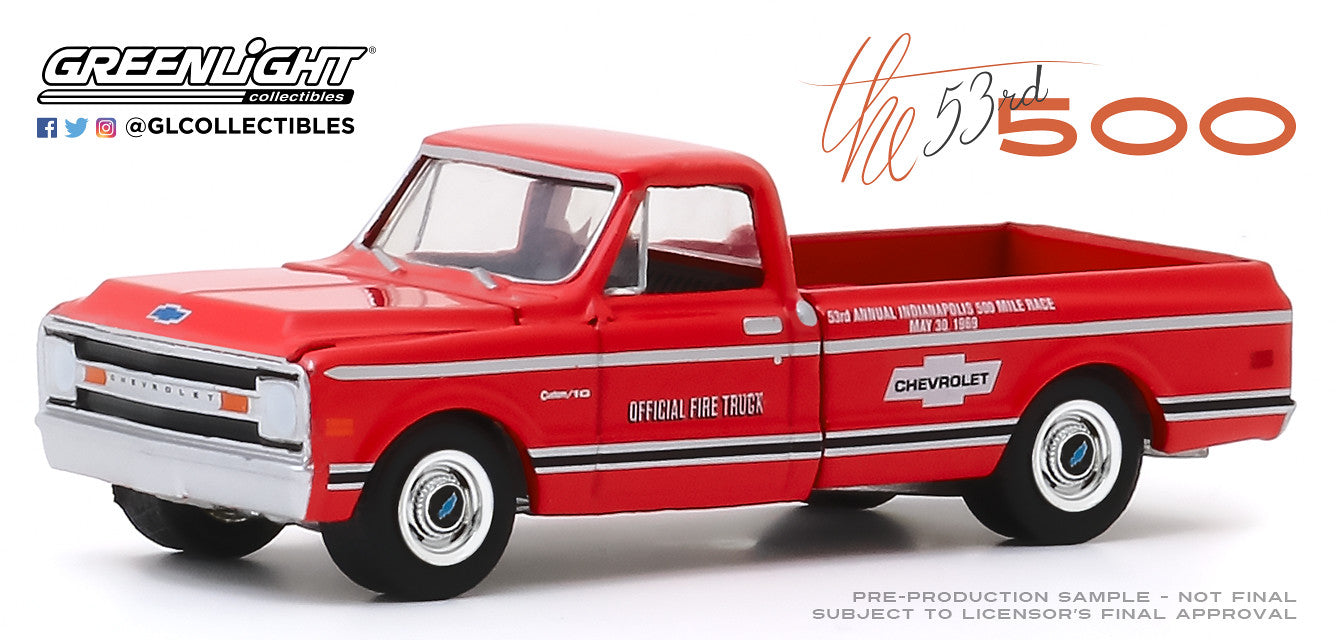 GreenLight 1:64 1969 Chevrolet C-10 53rd Annual Indianapolis 500 Mile Race Official Fire Truck 30164