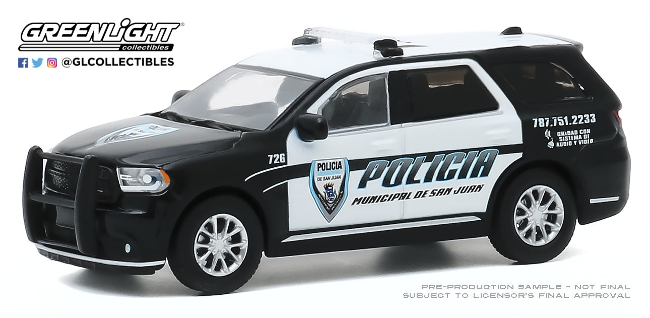 GreenLight 1:64 Hot Pursuit - 2018 Dodge Durango Policia - Municipal de San Juan, Puerto Rico 30197