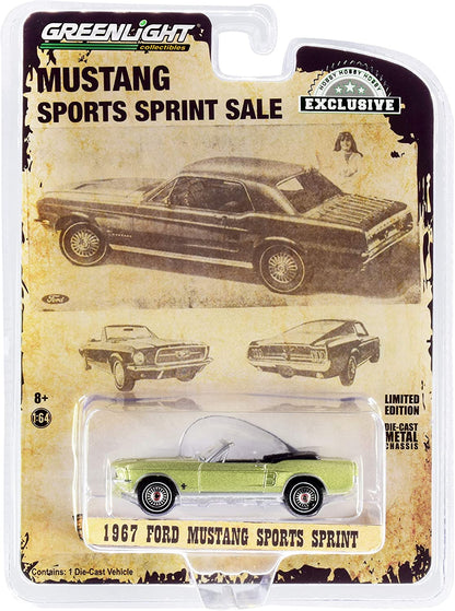 GreenLight 1:64 1967 Ford Mustang Convertible Sports Sprint - Lime Gold 30215
