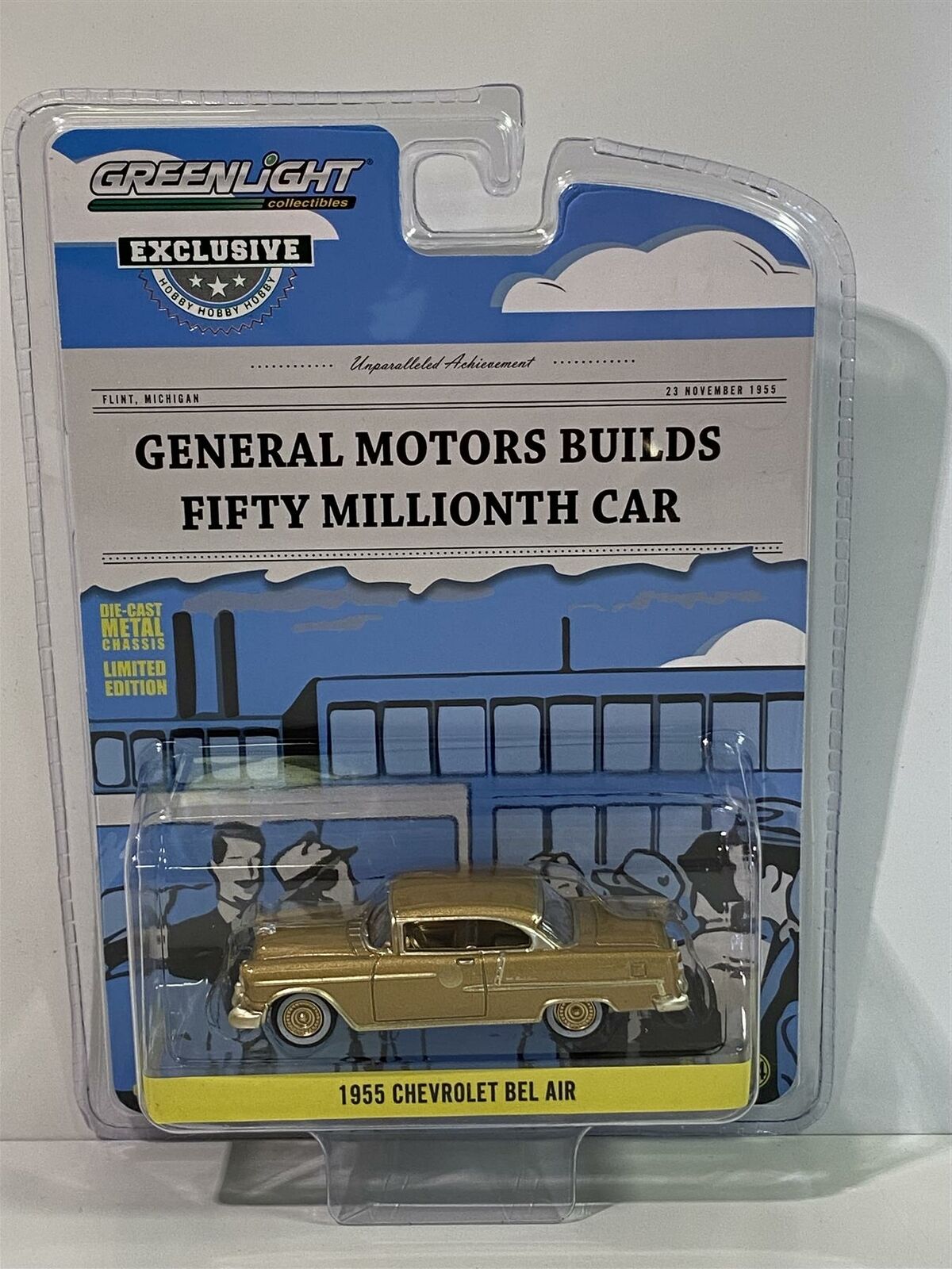 GreenLight 1:64 1955 Chevrolet Bel Air - The 50 Millionth General Motors Car - Gold-Plated (Hobby Exclusive) 30231