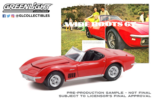 GreenLight 1:64 Goodyear Vintage Ad Cars - 1969 Chevrolet Corvette - Wide Boots Wide Boots GT 30248