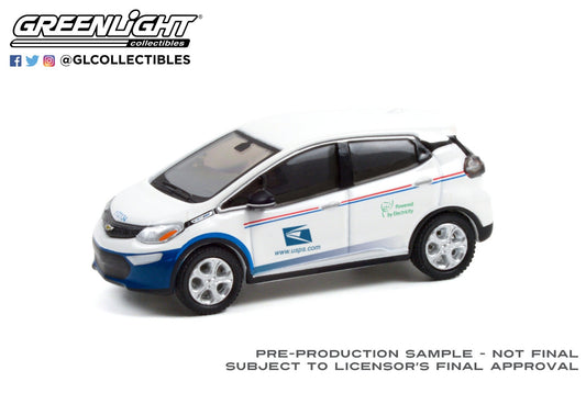 GreenLight 1:64 2017 Chevrolet Bolt - United States Postal Service (USPS) Powered by Electricity (Hobby Exclusive) 30263
