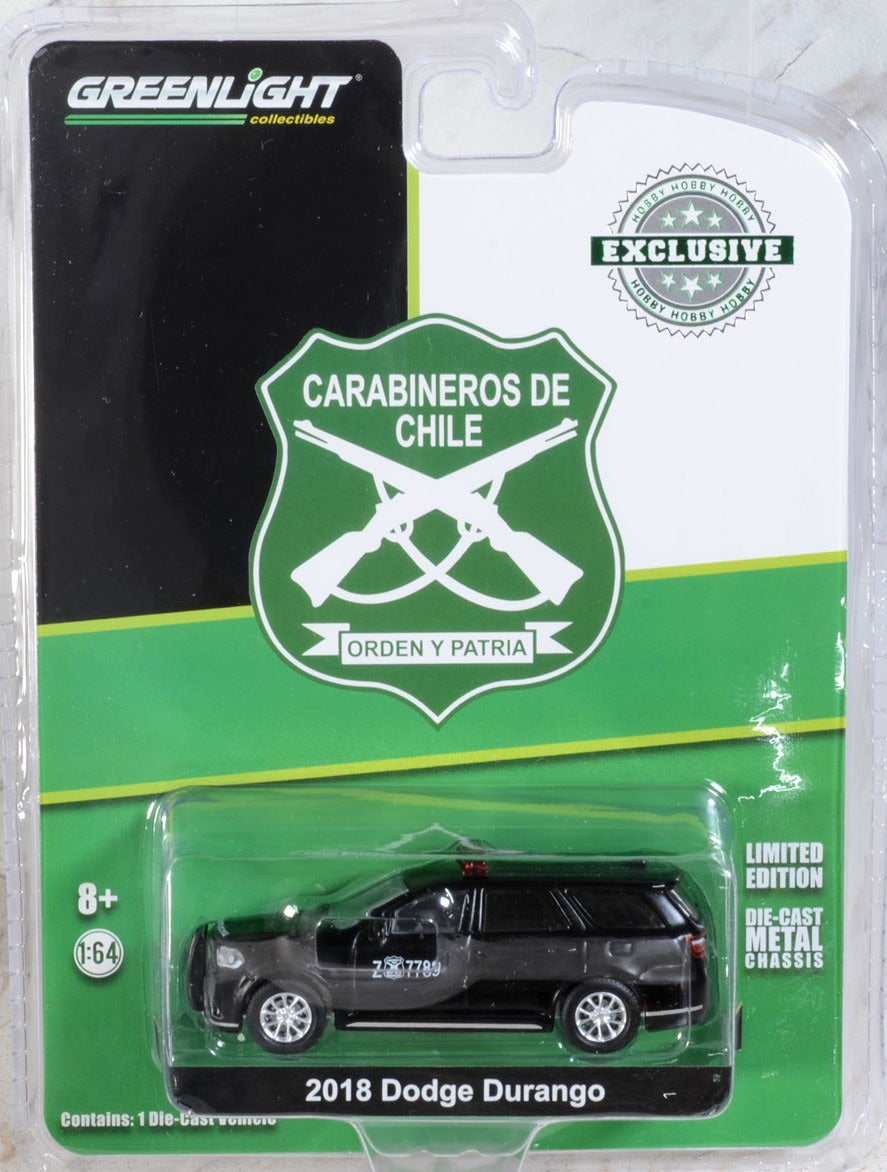 GreenLight 1:64 2018 Dodge Durango Police - Carabineros de Chile - Public Order Control - Matte Black (Hobby Exclusive) 30299