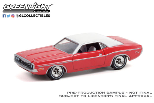 GreenLight 1:64 1970 Dodge Challenger - The Challenger Deputy - Bright Red with White Roof (Hobby Exclusive) 30313