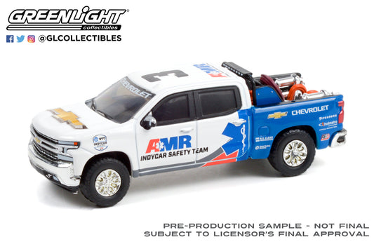 GreenLight 1:64 2021 Chevrolet Silverado - 2021 NTT IndyCar Series AMR IndyCar Safety Team with Safety Equipment in Truck Bed 30317