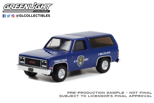 GreenLight 1:64 1990 GMC Jimmy - Conrail (Consolidated Rail Corporation) Police K-9 Unit (Hobby Exclusive) 30332