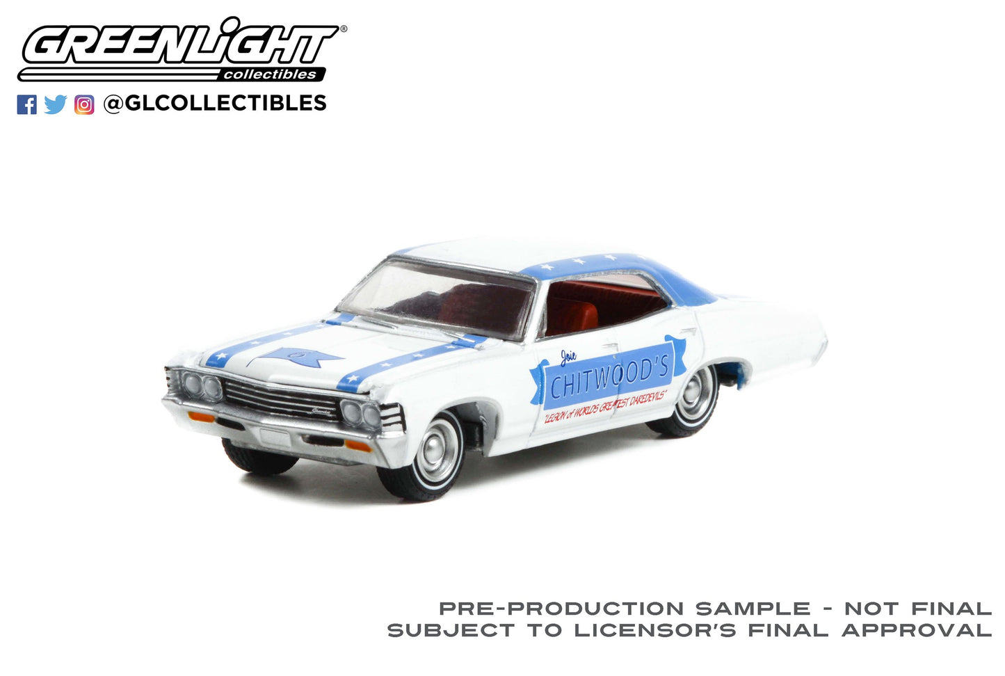 GreenLight 1:64 1967 Chevrolet Impala Sport Sedan - Joie Chitwood’s "Legion of Worlds Greatest Daredevils" (Hobby Exclusive) 30359