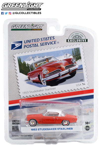 GreenLight 1:64 1953 Studebaker Starliner - United States Postal Service (USPS) America on the Move: 50s Sporty Cars (Hobby Exclusive) 30361