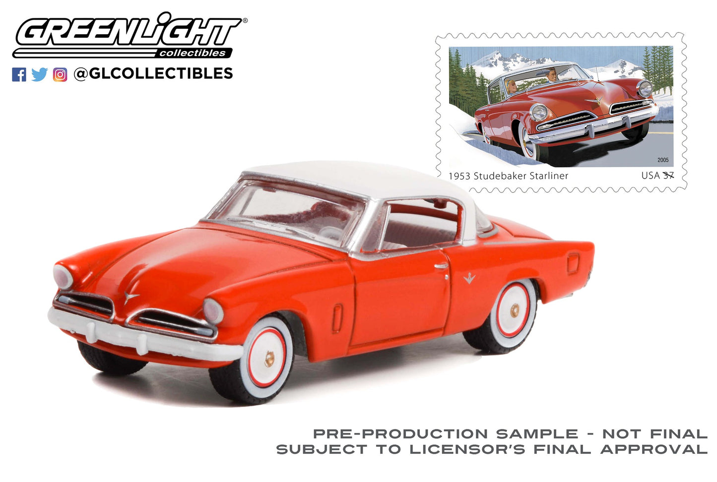 GreenLight 1:64 1953 Studebaker Starliner - United States Postal Service (USPS) America on the Move: 50s Sporty Cars (Hobby Exclusive) 30361