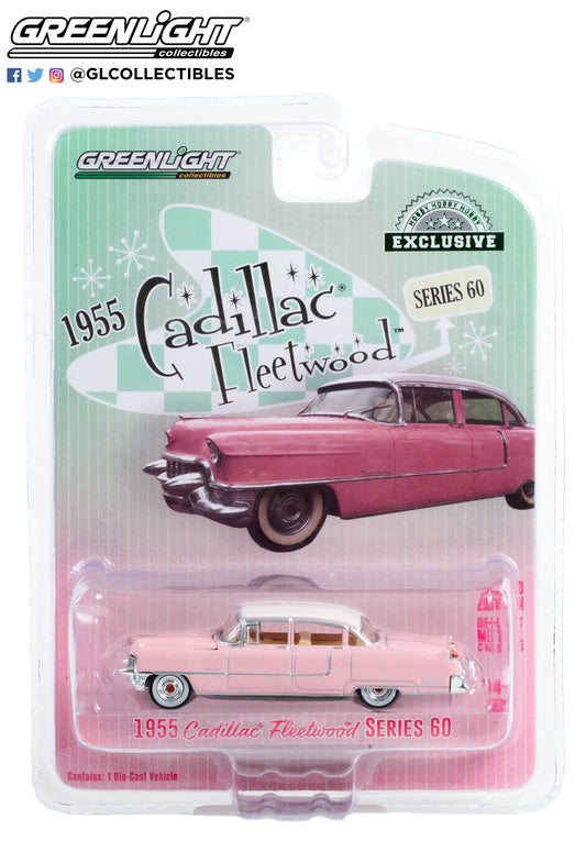 GreenLight 1:64 1955 Cadillac Fleetwood Series 60 - Pink with White Roof (Hobby Exclusive) 30396