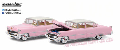 GreenLight 1:64 1955 Cadillac Fleetwood Series 60 - Pink with White Roof (Hobby Exclusive) 30396