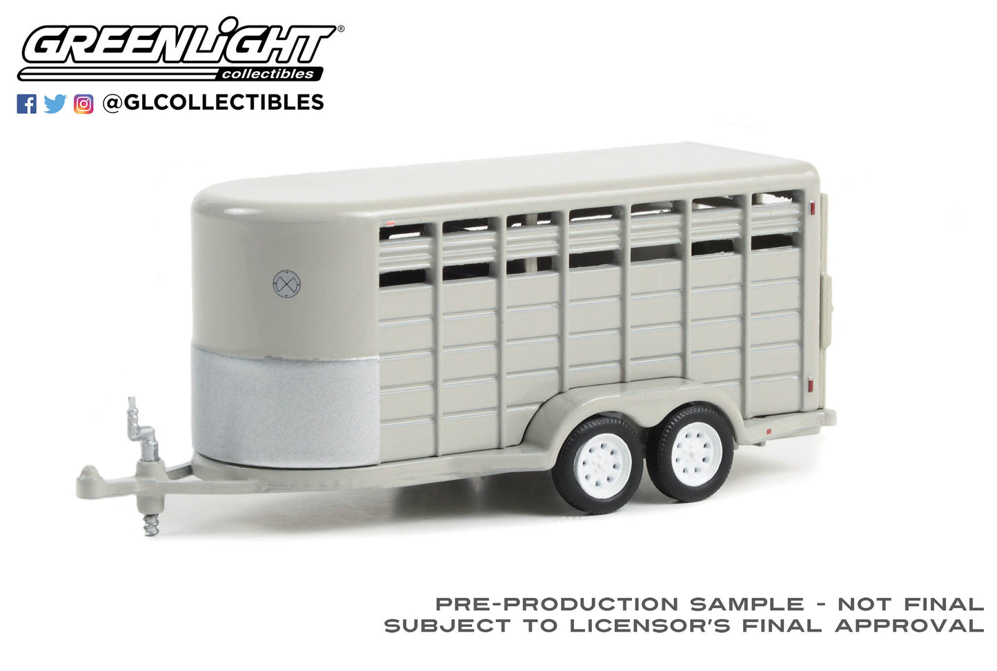 GreenLight 1:64 Hitch & Tow Trailers - 14-Foot Livestock Trailer - Gray 30424
