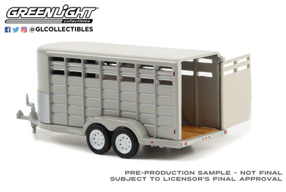 GreenLight 1:64 Hitch & Tow Trailers - 14-Foot Livestock Trailer - Gray 30424