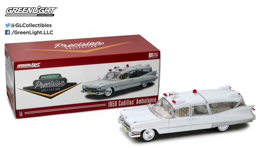 GreenLight Precision Collection 1:18 1959 Cadillac Ambulance - White PC-18004