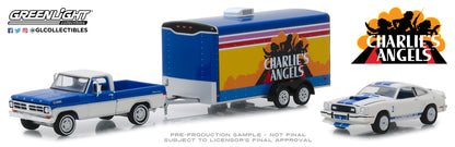 GreenLight 1/64 Hollywood Hitch & Tow Series 6 - Charlie s Angels (1976-81 TV Series) - 1972 Ford F-100 with 1976 Ford Mustang II Cobra II in Enclosed Car Hauler 31070-A