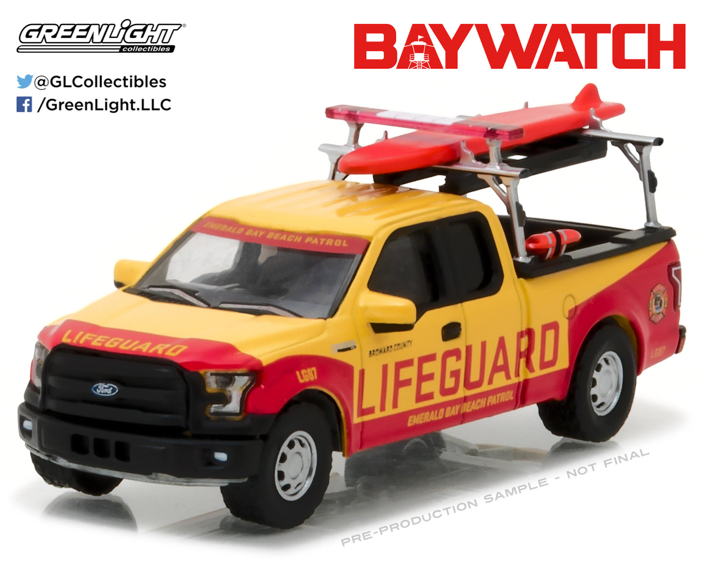 GreenLight 1:64 Hollywood Series 16 - Baywatch (2017) - 2016 Ford F-150 Emerald Bay Beach Patrol 44760-F