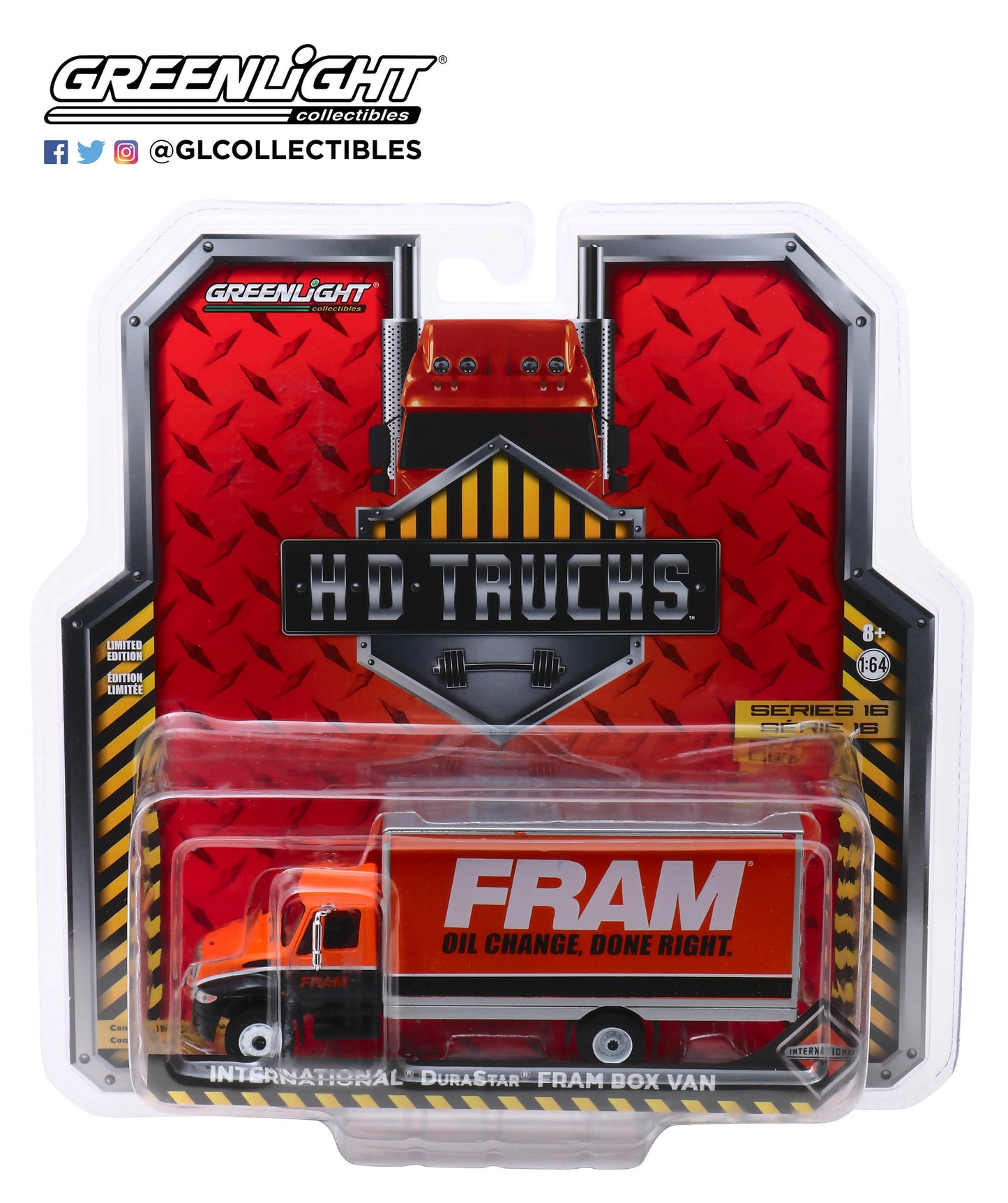 GreenLight 1:64 H.D. Trucks Series 16 - 2013 International Durastar Box Van - FRAM Oil Filters 33160-B
