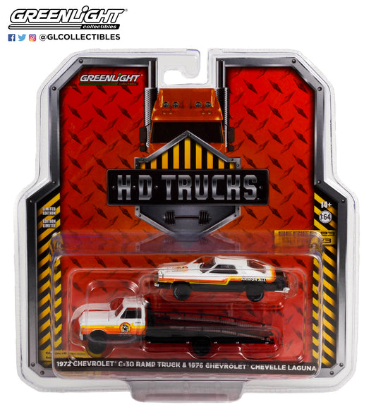 GreenLight 1:64 H.D. Trucks Series 23 - 1972 Chevrolet C-30 Ramp Truck with 1976 Chevrolet Chevelle Laguna - Armor All 33230-A