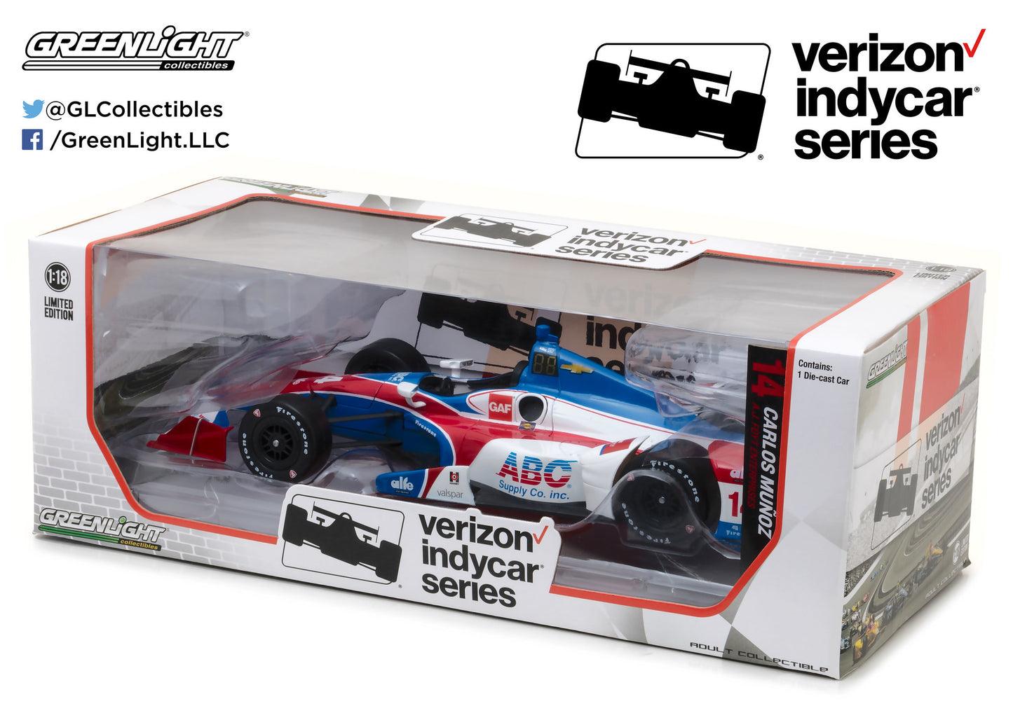 GreenLight 1:18 2017 Indycar Series #14 Carlos Munoz / A. J. Foyt Enterprises, ABC Supply 11009