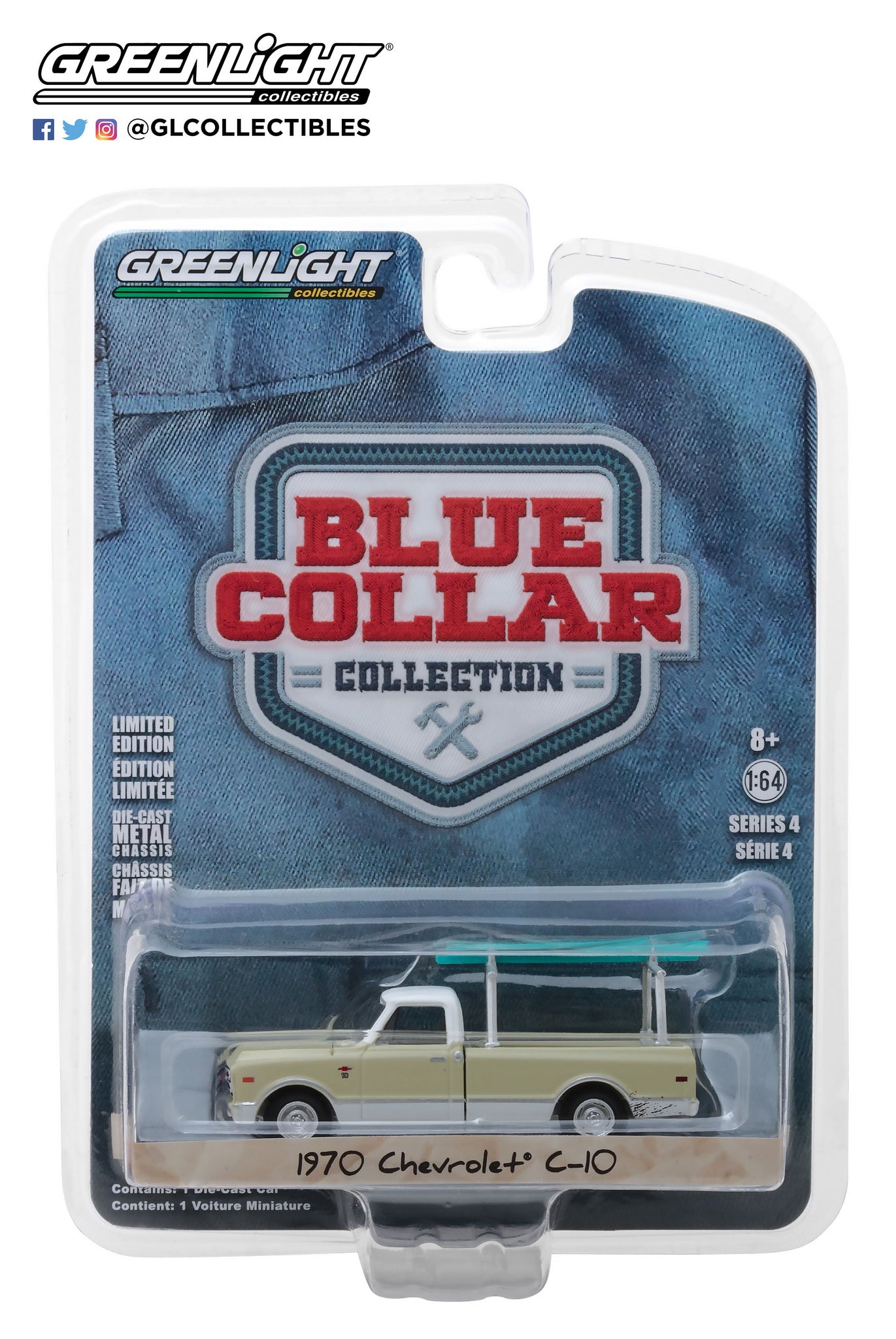 GreenLight 1:64 Blue Collar Collection Series 4 - 1970 Chevrolet C-10 with Ladder Rack 35100-B