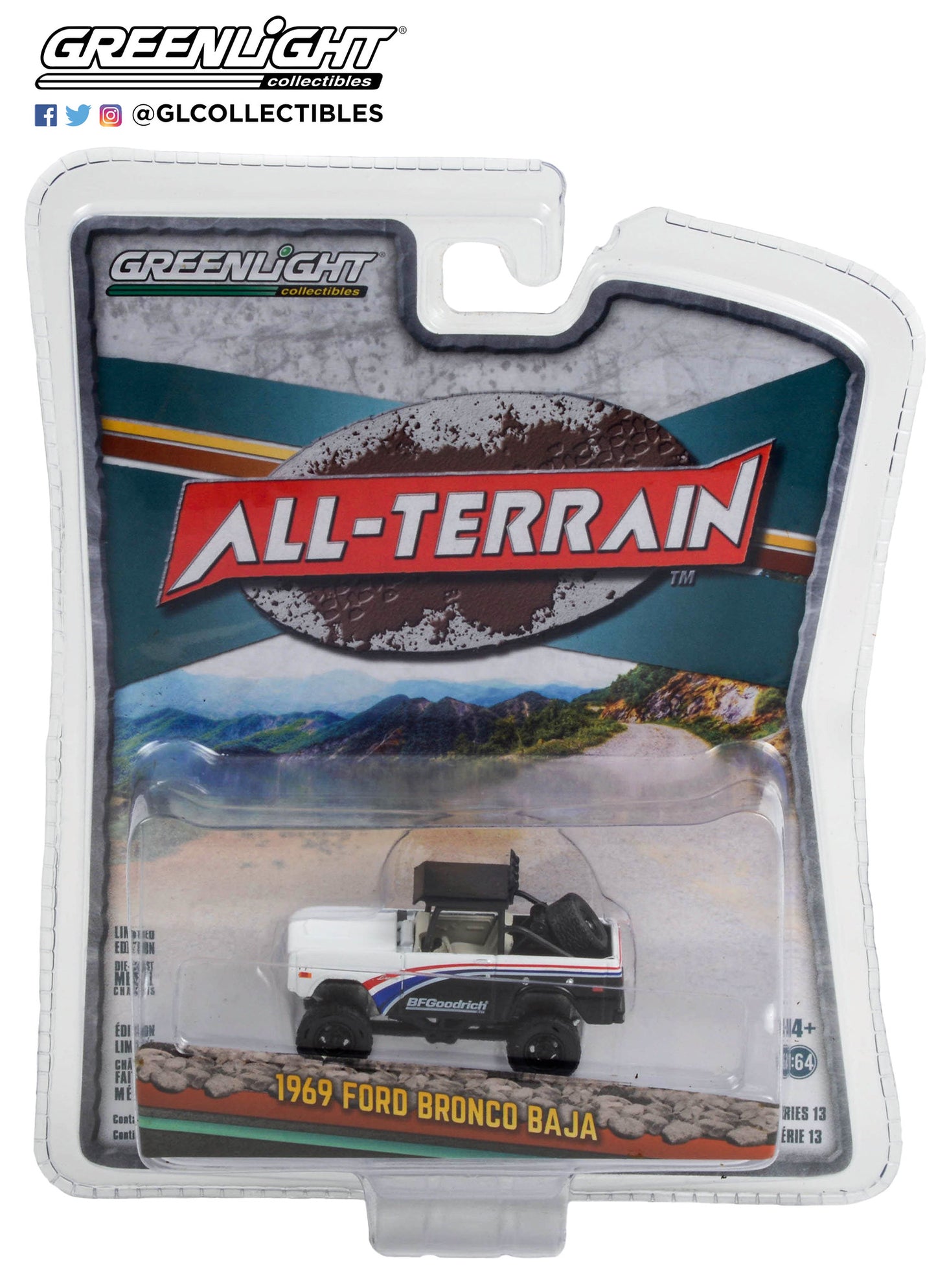 GreenLight 1:64 All-Terrain Series 13 - 1969 Ford Bronco Baja - BFGoodrich 35230-A