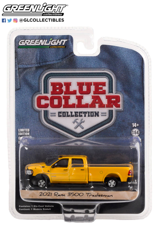 GreenLight 1:64 Blue Collar Collection Series 11 - 2021 Dodge Ram 3500 Tradesman - School Bus Yellow Solid Pack 35240-E